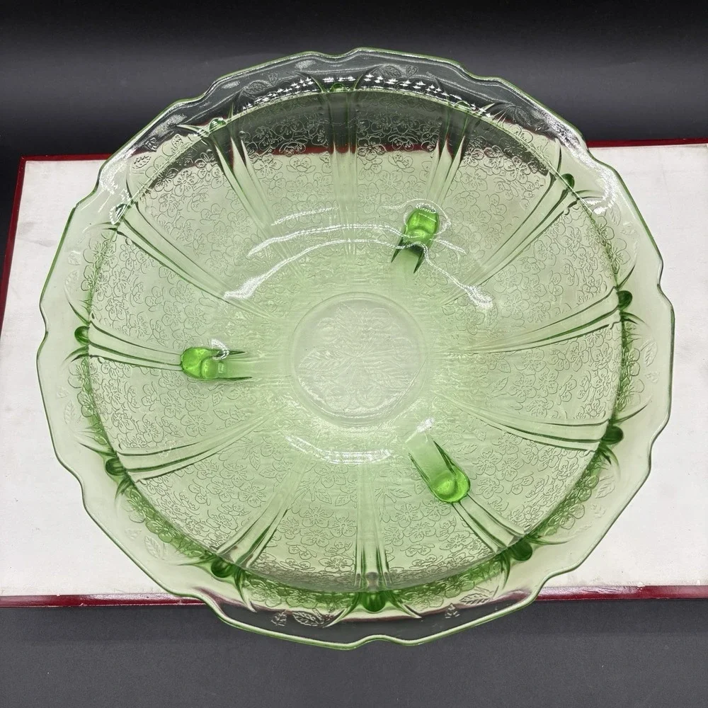 Vintage Uranium Vaseline Glass Bowl 10